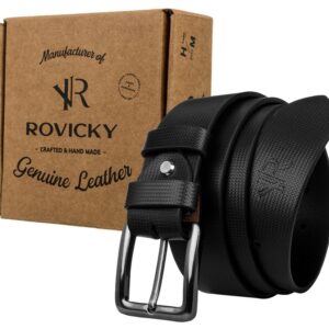pasek męski handmade ze skóry naturalnej licowej z subtelnym wzorem — rovicky