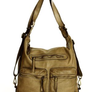 marco mazzini miejska torebka plecak skórzana convertible leather bag brąz beż cappuccino