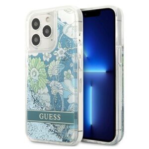 guess guhcp13llflsn iphone 13 pro / 13 6,1" zielony/green hardcase flower liquid glitter