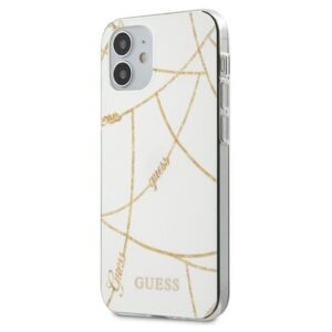 guess guhcp12spcuchwh iphone 12 mini 5,4" biały/white hardcase gold chain collection