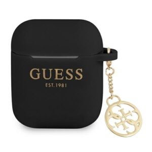 guess  gua2lsc4ek airpods cover czarny/black silicone charm 4g collection
