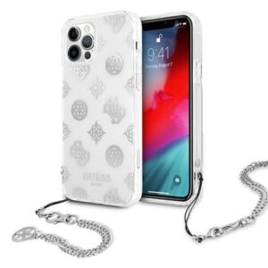 guess guhcp12lkspesi iphone 12 pro max 6,7" srebrny/silver hardcase peony chain collection