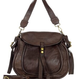 marco mazzini torebka classic saddle bag ze skóry naturalnej na ramie ciemny brąz caffe