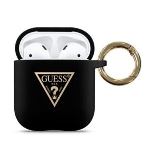 guess guaca2lstlbk airpods cover czarny/black silicone triangle logo