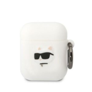 karl lagerfeld kla2runchh airpods 1/2 cover biały/white silicone choupette head 3d