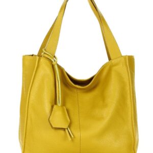 modna torebka damska skórzany shopper bag - marco mazzini portofino max żółta