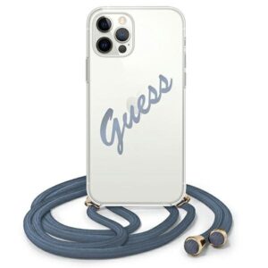 guess guhcp12lcrtvsbl iphone 12 pro max 6,7" niebieski/blue hardcase script vintage