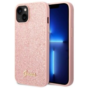 guess guhcp14mhggshp iphone 14 plus 6,7" różowy/pink hard case glitter script