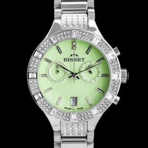 zegarek damski bisset bsbe18 - silver/green (zb547a)