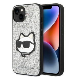 karl lagerfeld klhcp14mg2cps iphone 14 plus 6,7" srebrny/silver hardcase glitter choupette patch