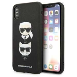 karl lagerfeld klhci65sakickcbk iphone xs max czarny/black hardcase saffiano ikonik karl&choupette head