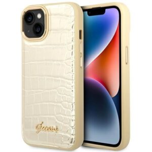 guess guhcp14mhgcrhd iphone 14 plus 6,7" złoty/gold hardcase croco collection