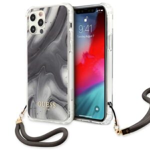 guess guhcp12lksmagr iphone 12 pro max 6,7" szary/grey hardcase marble collection