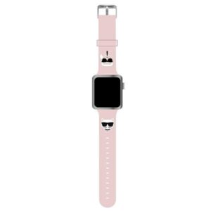 karl lagerfeld pasek klawlslckp apple watch 42/44/45mm różowy/pink strap silicone karl & choupette heads