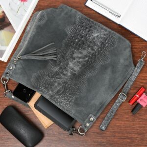 torebka skórzana zamszowa shopper w10