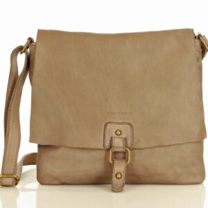 torebka skórzana listonoszka stylowy minimalizm ala messenger leather bag - marco mazzini beż taupe
