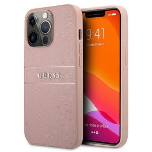 guess guhcp13xpsasbpi iphone 13 pro max 6,7" różowy/pink hardcase saffiano stripe
