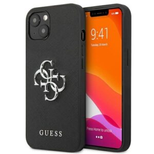 guess guhcp13msa4gsbk iphone 13 6,1" czarny/black hardcase saffiano 4g metal logo