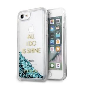 guess guhcp7gluqbl iphone 6/7/8 /se 2020 / se 2022 niebieski/blue hard case liquid glitter party