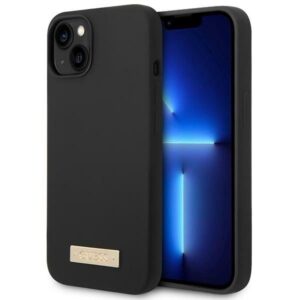 guess guhmp14msbplk iphone 14 plus 6,7" czarny/black hard case silicone logo plate magsafe