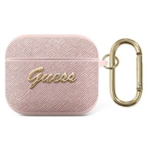 guess gua3sasmp airpods 3 cover różowy/pink saffiano script metal collection