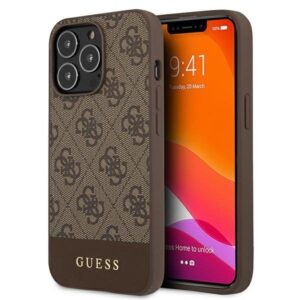 guess guhcp13lg4glbr iphone 13 pro / 13 6,1" brązowy/brown hard case 4g stripe collection