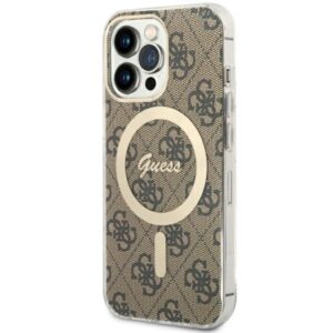 guess guhmp13lh4stw iphone 13 pro / 13 6.1" brązowy/brown hardcase 4g magsafe