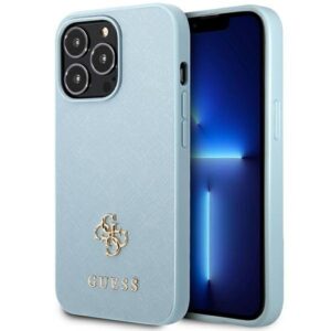 guess guhcp13lps4mb iphone 13 pro / 13 6,1" niebieski/blue hardcase saffiano 4g small metal logo