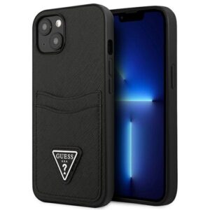 guess guhcp13spsatpk iphone 13 mini 5,4" czarny/black hardcase saffianotriangle logo cardslot