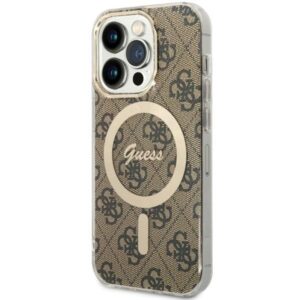 guess guhmp14lh4stw iphone 14 pro 6.1" brązowy/brown hardcase 4g magsafe