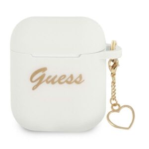 guess  gua2lschsh airpods cover biały/white silicone charm heart collection