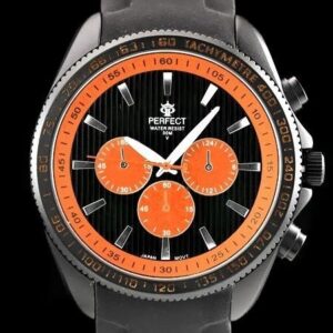 zegarek męski perfect y2180 - black/orange   (zp107b)