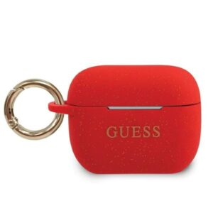 guess guacapsilglre airpods pro cover czerwony/red silicone glitter