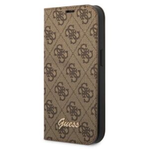 guess gubkp14shg4shw iphone 14 6,1" brązowy/brown book 4g vintage gold logo