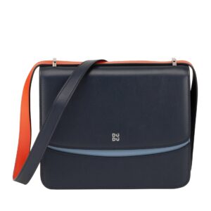 dudu medium size shoulder bag women leather made in italy, rigid elegant design crossbody bag with flap and 2 compartments