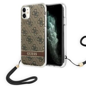 guess guohcn61h4stw iphone 11 brązowy/brown hardcase 4g print strap