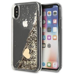 guess guohcpxglhflgo iphone x/xs gold/złoty hard case glitter charms