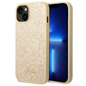 guess guhcp14mhggshd iphone 14 plus 6,7" złoty/gold hard case glitter script