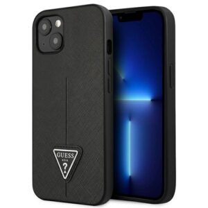 guess guhcp13spsatlk iphone 13 mini 5,4" czarny/black hardcase saffianotriangle logo