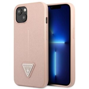 guess guhcp13mpsatlp iphone 13 6,1" różowy/pink hardcase saffianotriangle logo