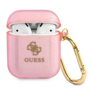 guess gua2ucg4gp airpods cover różowy/pink glitter collection