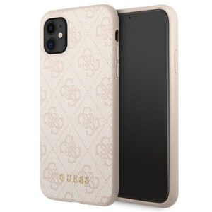 guess guhcn61g4gfpi iphone 11 6,1" różowy/pink hard case 4g metal gold logo