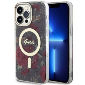 guess guhmp14xhcfwsa iphone 14 pro max 6.7" zielony/khaki hardcase flower magsafe