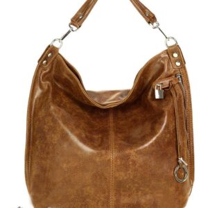 torebka skórzana ponadczasowy design worek na ramię xl hobo leather bag - marco mazzini brąz