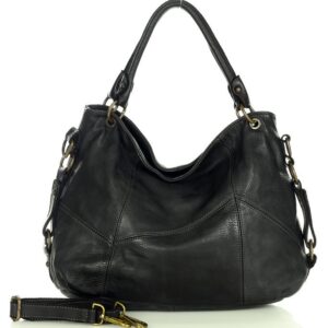 marco mazzini miejska torebka skórzana na ramię city sholder handmade bag czarny
