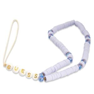 guess zawieszka gustpearu phone strap lilak/lilac heishi beads