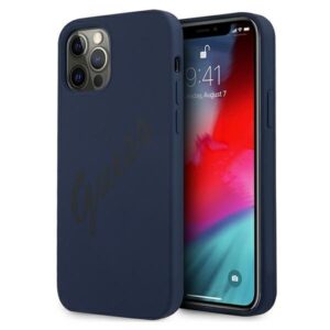 guess guhcp12mlsvsbl iphone 12/12 pro 6,1" niebieski/blue hardcase script vintage