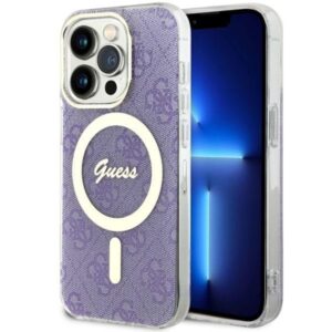 guess guhmp14lh4stu iphone 14 pro 6.1" purpurowy/purple hardcase 4g magsafe