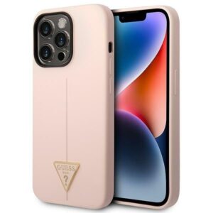 guess guhcp14xsltgp iphone 14 pro max 6,7" różowy/pink hardcase silicone triangle