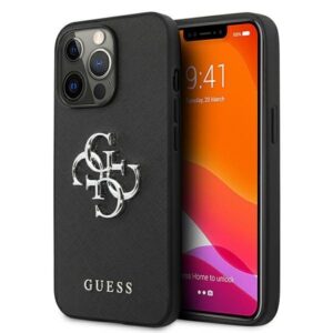 guess guhcp13lsa4gsbk iphone 13 pro/13 6,1" czarny/black hardcase saffiano 4g metal logo